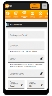 formulário de inscrição no aplicativo móvel 188bet no android