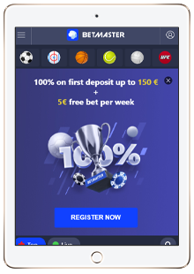 mobile version of the betmaster website